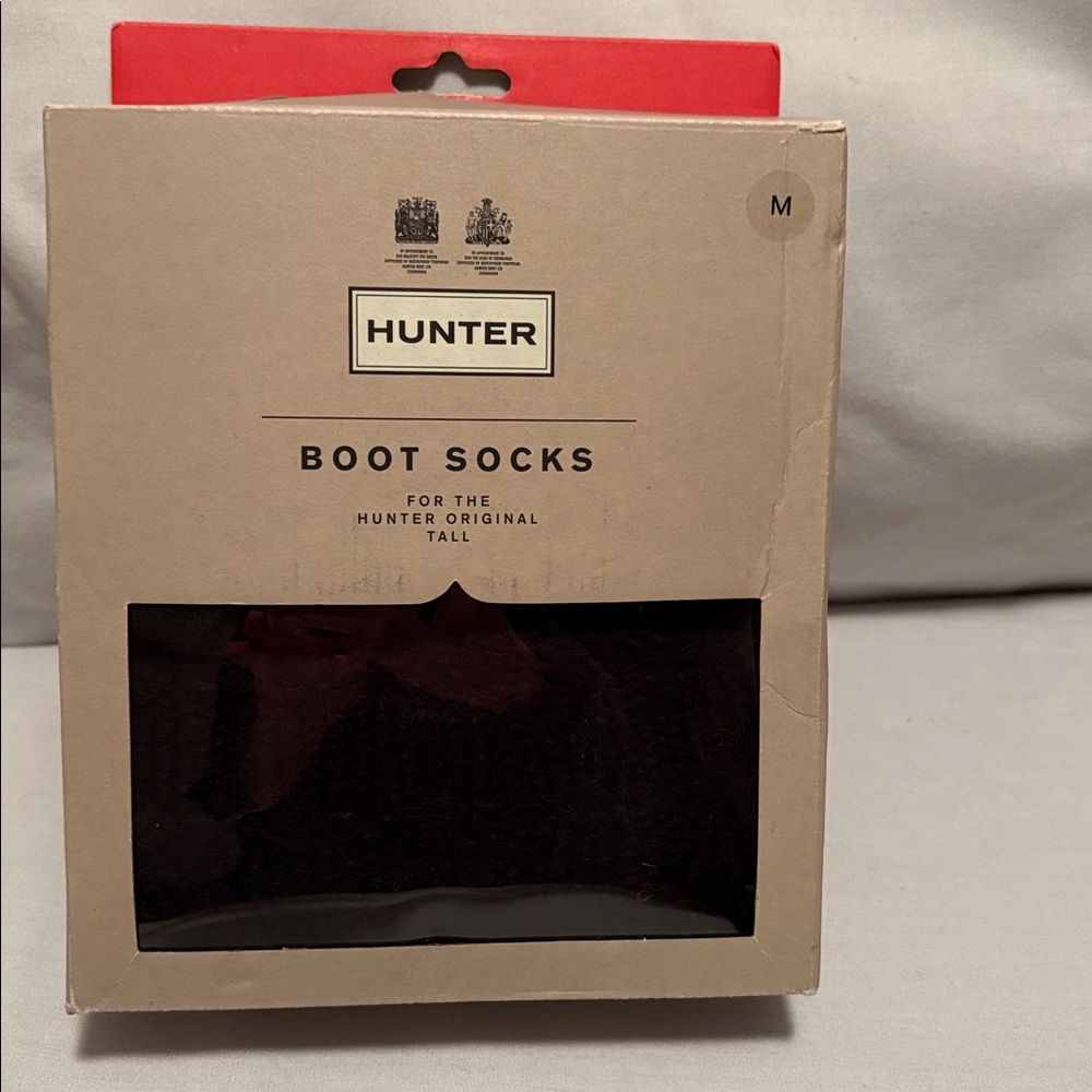 Hunter Black Boot Socks. 0ne pair in box Size M